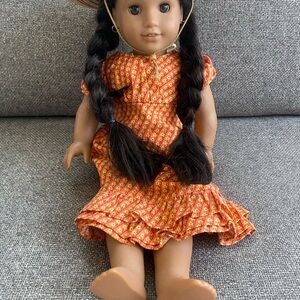 American Girl Orange Doll with Ruffled Dress